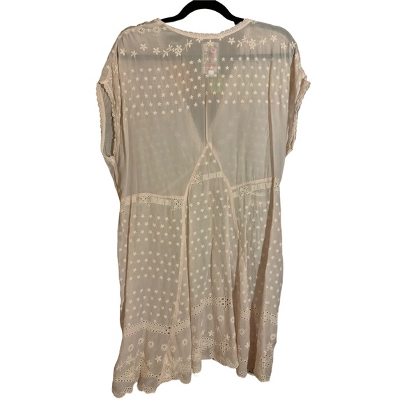 JOHNNY WAS FINAL $$ Embroidery on sheer silky fabric (L) Cover Up Dainty Dress - Picture 3 of 6